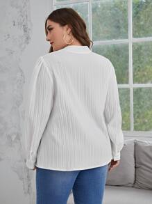 SHEIN Frenchy Plus Notched Neckline Blouse - White - View 2