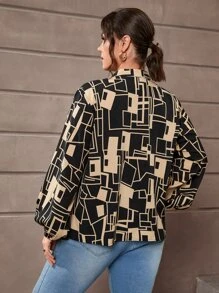 SHEIN Clasi Áo sơ mi Plus Size Hình học Giải trí - Nhiều màu - Xem 2