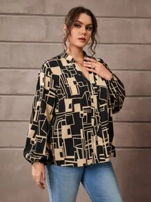 SHEIN Clasi Áo sơ mi Plus Size Hình học Giải trí - Nhiều màu - Xem 4