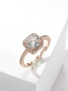 Nhẫn trang trí khối Zirconia - Hoa hồng vàng - Xem 1