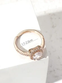 Nhẫn trang trí khối Zirconia - Hoa hồng vàng - Xem 3