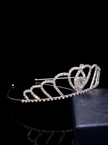 Rhinestone Crown Design Bride Headband - Silver - View 5
