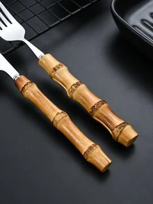 1入組竹節設計叉和1入組刀