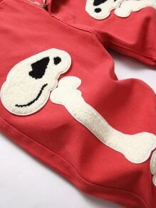 男士 Skeleton 贴袋拉链牛仔裤 - 紅色 - 查看 4