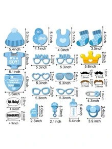 25pcs Paper Party Photo Booth Prop, Cute Cartoon Design Party Photobooth Prop For Party,Christmas