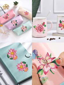 Floral Print DIY Diamond Painting Without Frame - Multicolor - View 4