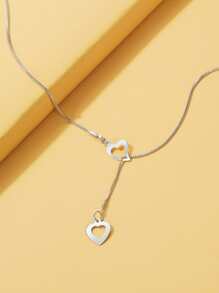 Collar en Y con accesorio de corazón - Plateado - Ver 2