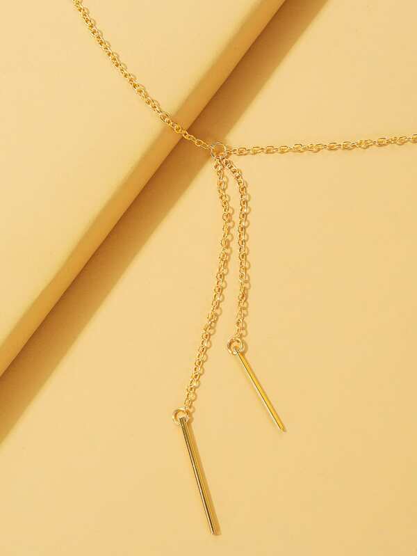 Rectangle Charm Y Lariat Necklace SHEIN UK