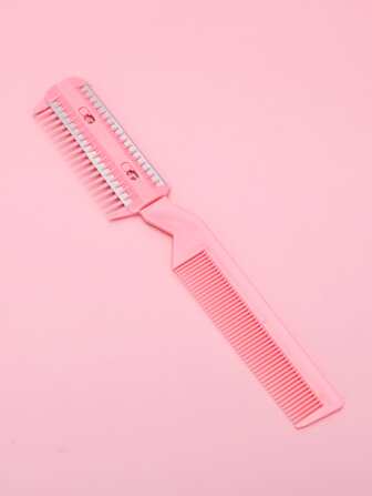 1粉色塑膠精梳脫髮,薄梳子,薄斷發,雙面梳子,雙面劉海,薄梳子