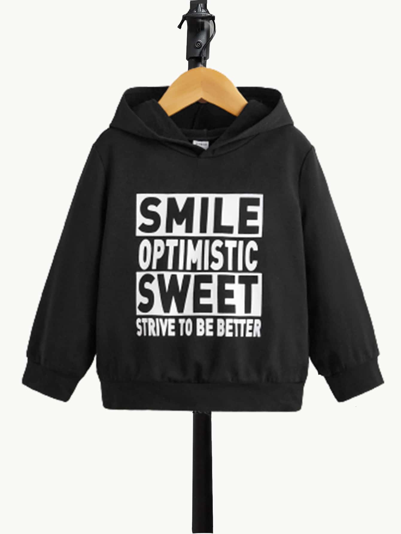 SHEIN Áo nỉ in chữ cho bé trai - màu đen - Xem 1