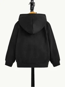 SHEIN Áo nỉ in chữ cho bé trai - màu đen - Xem 2