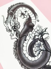 Hình xăm dán , 1 tờ Hình  Rắn Hình xăm tạm thời Đối với phụ nữ , Hình xăm dán Người lớn , Thực tế Hình xăm Con rắn , Đối với phụ nữ Và Cô gái - màu đen - Xem 5