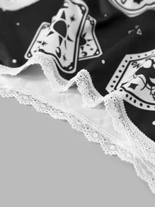 ROMWE Goth 3pack Letter Graphic Contrast Lace Panty Set - Black - View 4