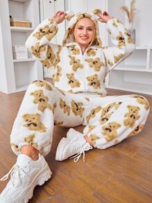 SHEIN EZwear Jumpsuits Plus Size Dây kéo Hoạt hình Giải trí - Nhiều màu - Xem 1