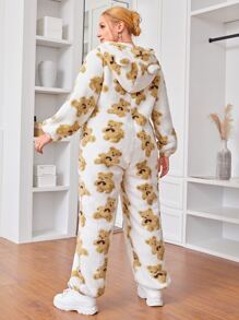 SHEIN EZwear Jumpsuits Plus Size Dây kéo Hoạt hình Giải trí - Nhiều màu - Xem 2