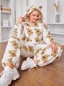 SHEIN EZwear Jumpsuits Plus Size Dây kéo Hoạt hình Giải trí - Nhiều màu - Xem 4