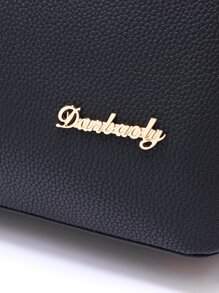 经典款手提包，女士 PU 斜挎包，时尚斜挎包，带包饰，母亲节礼物 - 黑色 - 查看 7