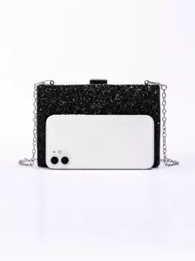閃爍閃爍的,閃閃發光的,優雅的,精美的迷你閃光鏈盒包,是婚禮、舞會和派對場合的完美新娘包,也是派對女孩、女人的晚宴包,非常適合派對、婚禮、舞會、晚餐/宴會,是送給女性最好的禮物 - 黑色 - 查看 5
