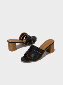 Women's Comfortable Essential High Heel Sandals, Slip-On For Beach & Spring, Suitable For Holidays