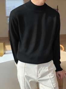 DAZY Men Mock Neck Drop Shoulder Jumper - Black - View 7