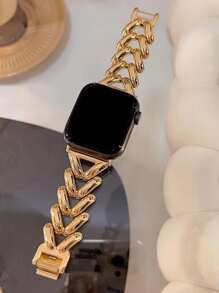 Zinc Alloy Watchband Compatible With Apple Watch - Gold - View 1