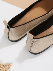 Metallic Point Toe Ballet Flats - Gold - View 7