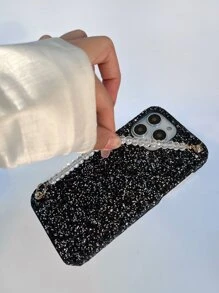亮片装饰手机壳，带手带，国际版，非国内版 - 黑色 - 查看 3