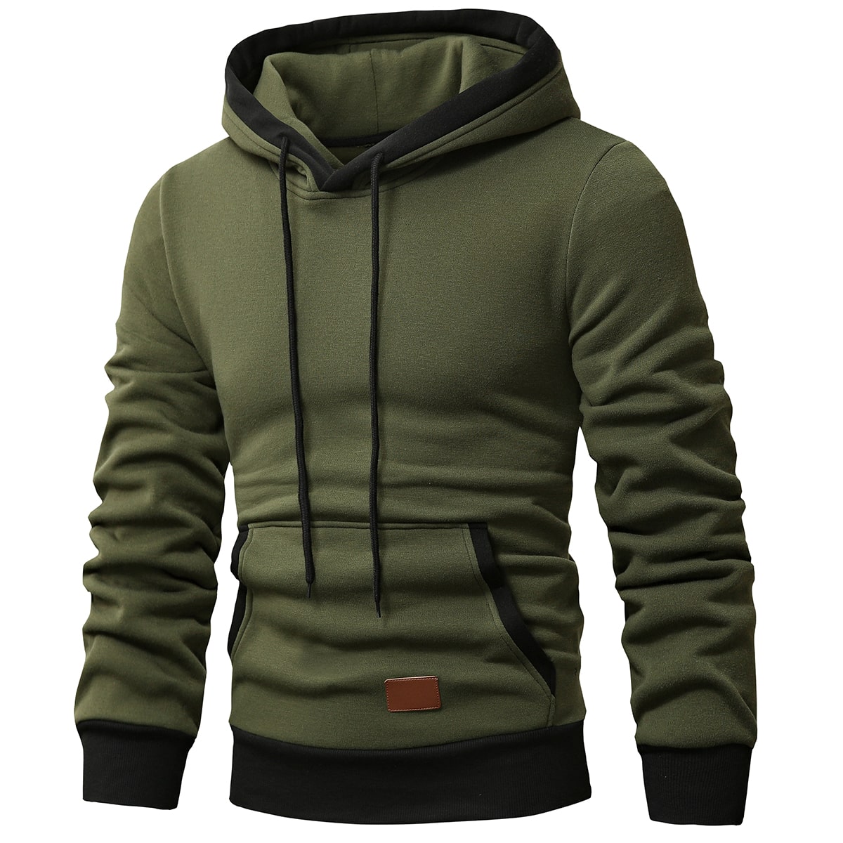 Sudadera con capucha con bolsillo y cordón, manga larga, para otoño, para hombres