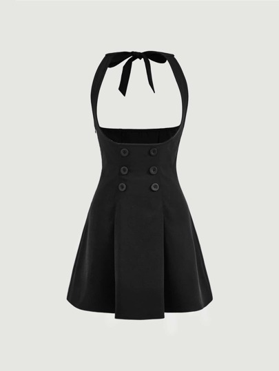 SHEIN MOD 無地柄 ダブルボタン ブラウスなし ハロタードレス