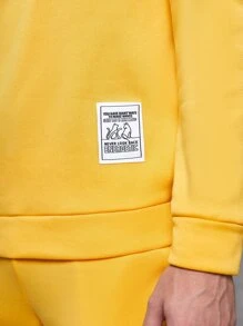 Manfinity RebelGame 1pc Letter Patched Sweatshirt & 1pc Joggers - Yellow - View 5