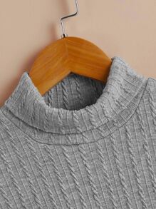 SHEIN Girls Two Tone Mock Neck Lantern Sleeve Peplum 2 In 1 Blouse