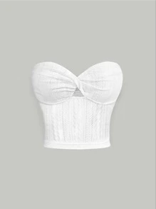SHEIN MOD Twist Front Cut Out Tube Top - White - View 1