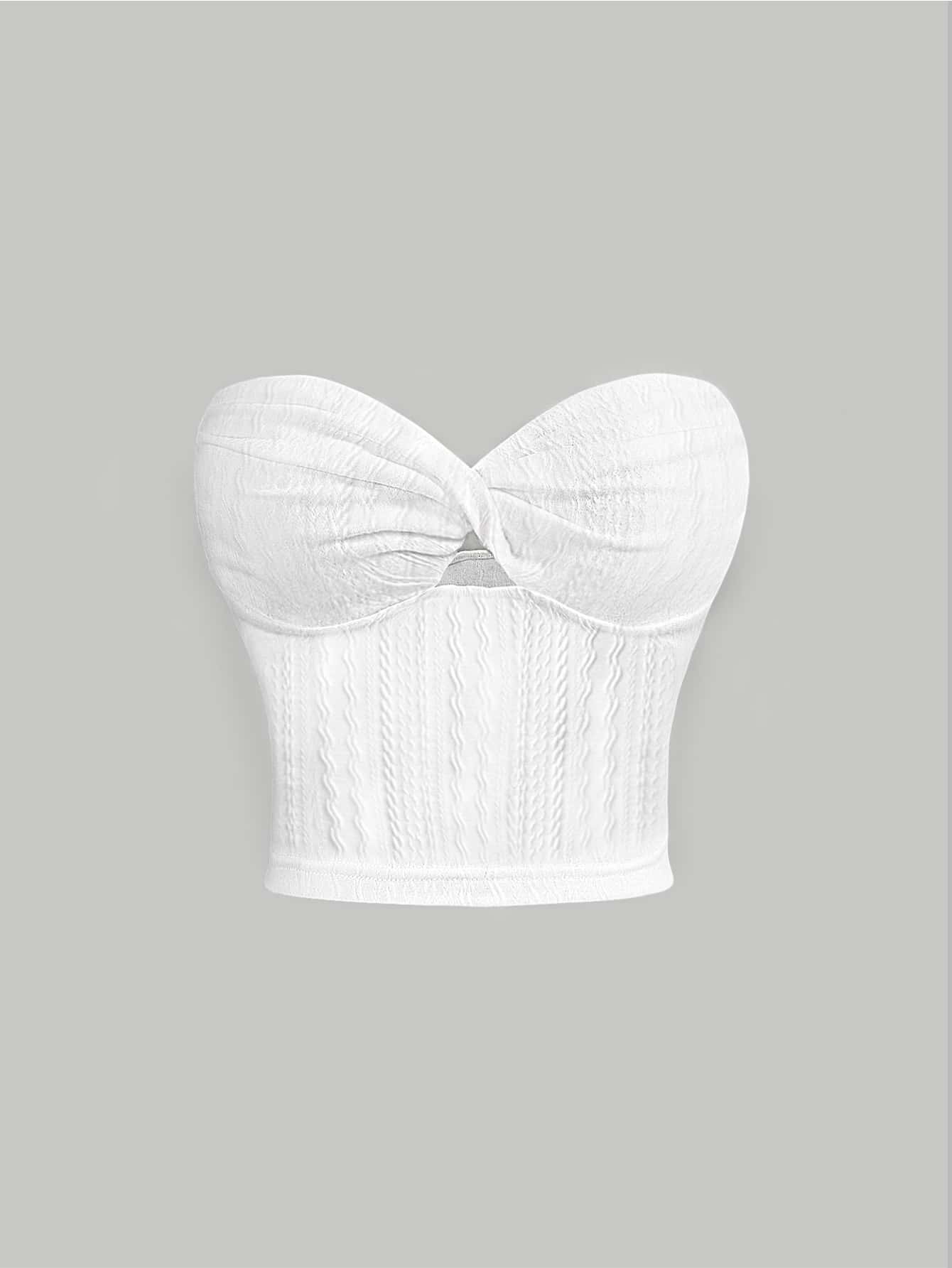 SHEIN MOD Twist Front Cut Out Tube Top - White - View 1