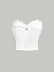 SHEIN MOD Twist Front Cut Out Tube Top - White - View 5