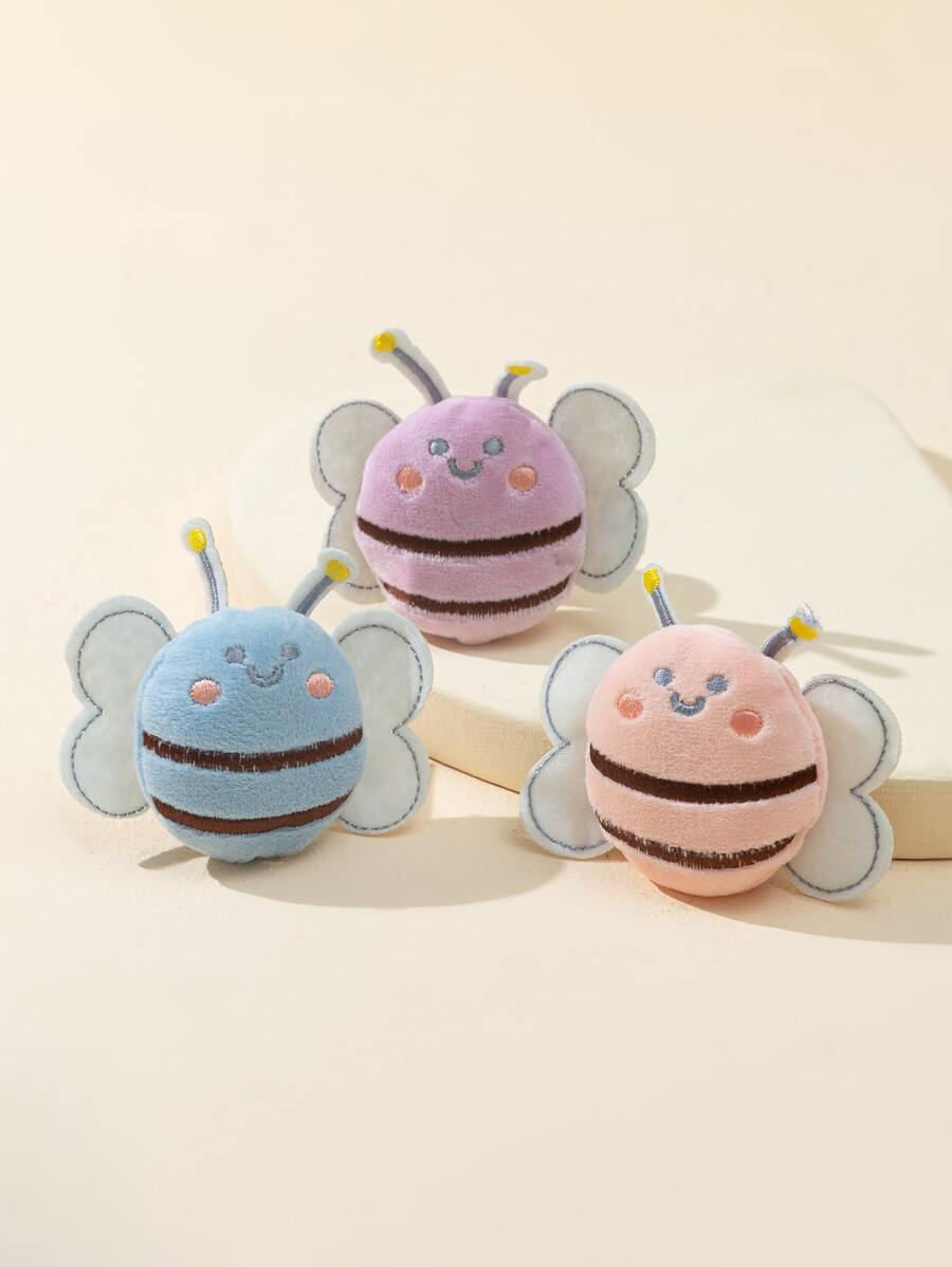 1pc Cartoon Bee Design Random Pet Plush Toy - Multicolor - View 1