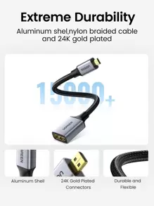 UGREEN 0.22M Micro HDMI To HDMI Cable Male To Female Micro HDMI Adapter Support 4K 60Hz 3D 1080P Ethernet Audio Return For GoPro Hero 6 Hero 5 Black, Nexus 10 Tablet, ASUS Zenbook Laptop, Camera-Intl - Grey - View 7