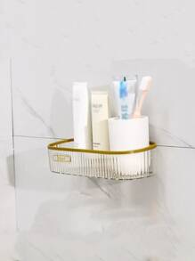 1 pieza Estante de almacenamiento de baño con estampado de letra montado en la pared - transparente - Ver 2