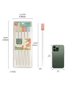 5 pares Palillos de aleación - Multicolor - Ver 8