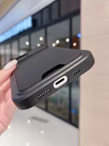 适用于男士的手机壳，1个高端透明卡槽手机壳，带摄像头保护和防摔功能，兼容苹果和三星机型，兼容 11、 13、Galaxy A12，国际版，非国内版。 - 黑色 - 查看 4