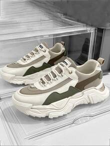 Men Letter Graphic Colorblock Lace-up Front Chunky Sneakers - Multicolor - View 3