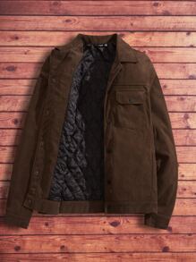 GENTILAND Men Flap Pocket Corduroy Jacket - Chocolate Brown - View 2