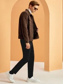 GENTILAND Men Flap Pocket Corduroy Jacket - Chocolate Brown - View 7