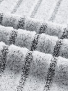 SHEIN EZwear 缺口領側抽繩T恤 - 淺灰色 - 查看 3