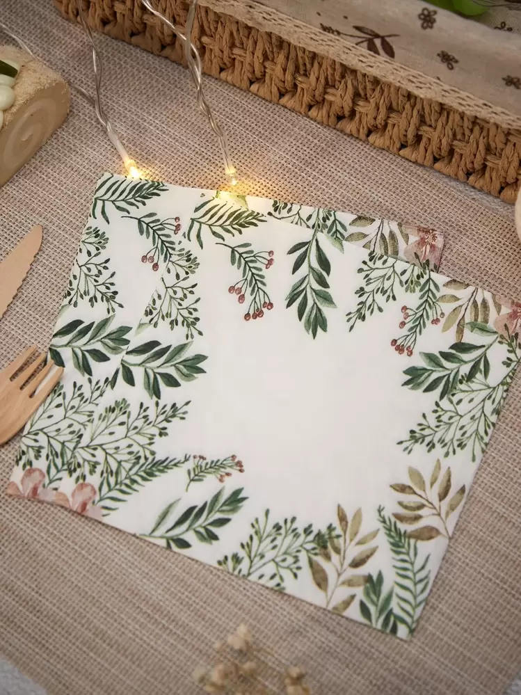 Confezione da 50 tovaglioli di carta blu con fiori