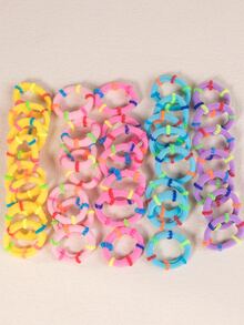 100入組小女童撞色髮圈 - 彩色 - 查看 3