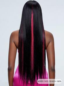 Straight Human Hair Wigs With Bangs Ombre Pink Hair Affordable Hair Replacement Wig For Women Cheap Silky Wig For Beginner Friendly Wear To Go Wig Natural Black Color - SNatural/Pink - View 7