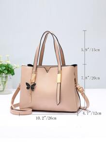 Túi Satchel trang trí hình con bướm, Quà tặng Ngày của Mẹ cho Mẹ - Màu Khaki - Xem 3