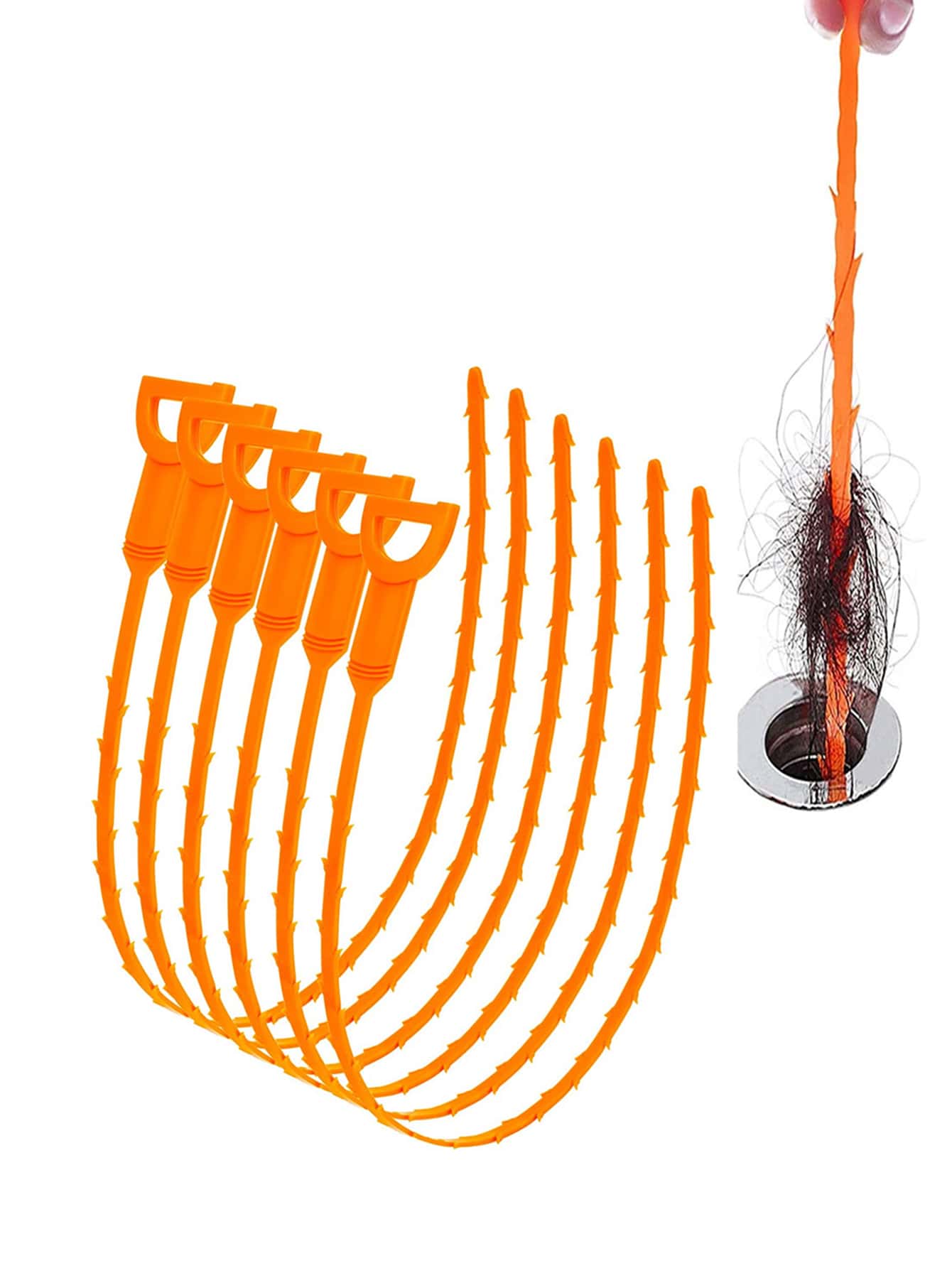 3 Nhựa Dẻo Dụng Cụ Nạo Vét Cống Hộ Gia Đình Nhà Bếp Vệ Sinh Ống Bồn Rửa Tóc Thông Qua Dụng Cụ Nạo Vét - trái cam - Xem 1