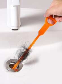 3 Nhựa Dẻo Dụng Cụ Nạo Vét Cống Hộ Gia Đình Nhà Bếp Vệ Sinh Ống Bồn Rửa Tóc Thông Qua Dụng Cụ Nạo Vét - trái cam - Xem 2