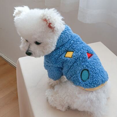Geometric Pattern Plush Pet Hoodie